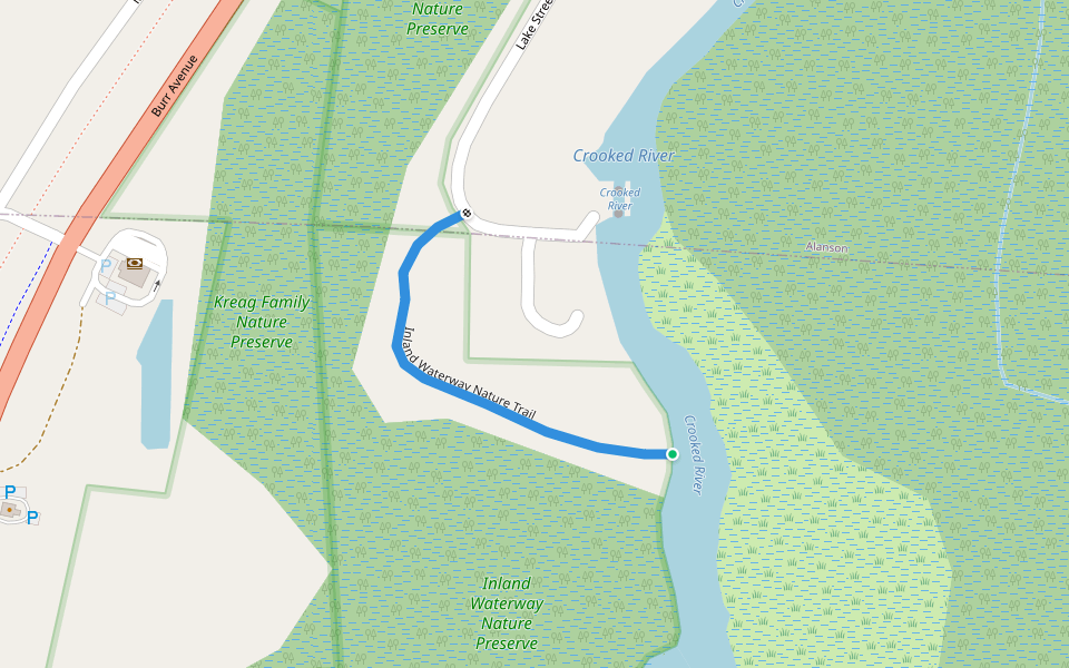 Inland Waterway Nature Trail walking route map in Alanson