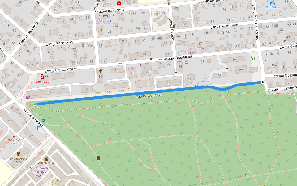 Тропа здоровья walking route map in Gelendzhik