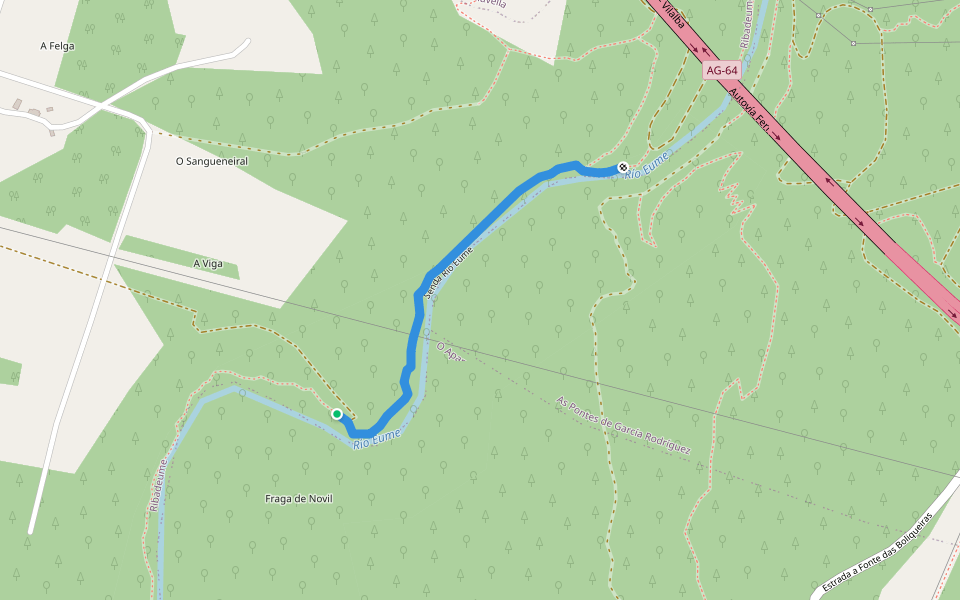 Senda Río Eume walking route map in As Pontes de García Rodríguez