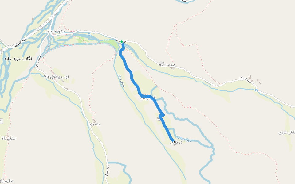 سرک گیردولنگ و کده لک walking route map in Jarkhana