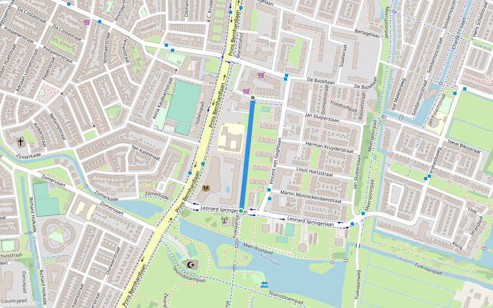 Prinses Beatrixdreef walking route map in Haarlem