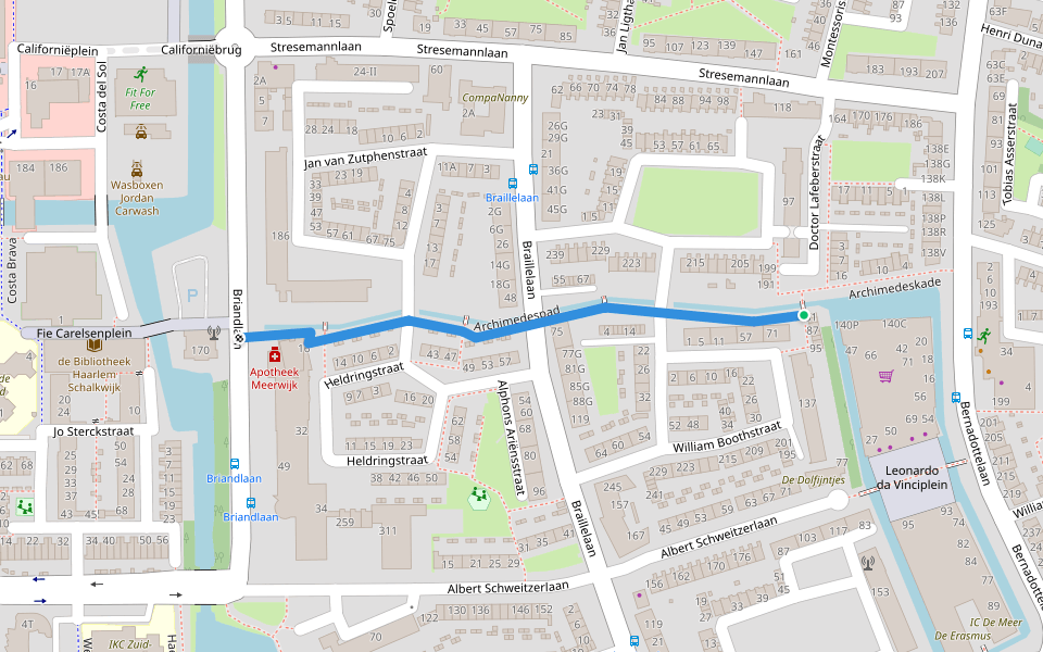 Archimedespad walking route map in Haarlem