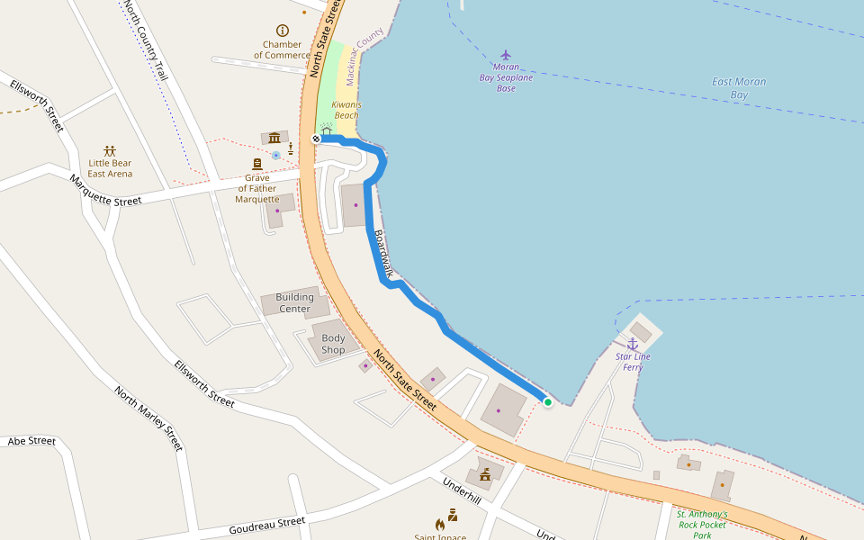 Boardwalk walking route map in St. Ignace