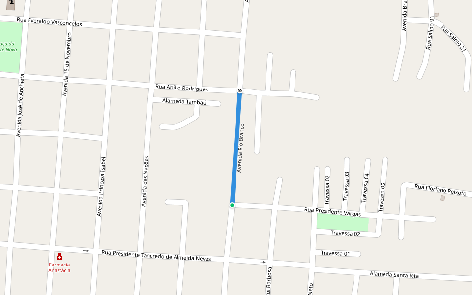 Avenida Rio Branco walking route map in Macapá