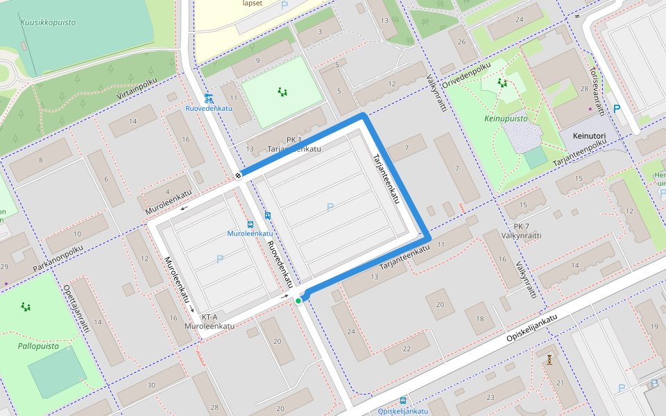 Tarjanteenkatu walking route map in Tampere