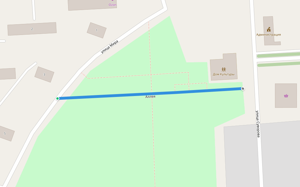 Аллея walking route map in Voskhod