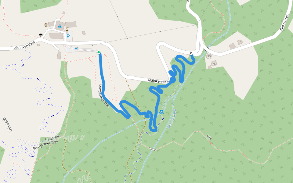 Lowgartner Trail walking route map in Villach