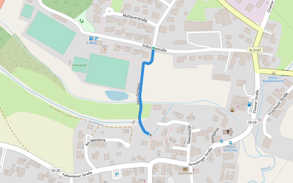 Alter Dorfweg walking route map in Ascha