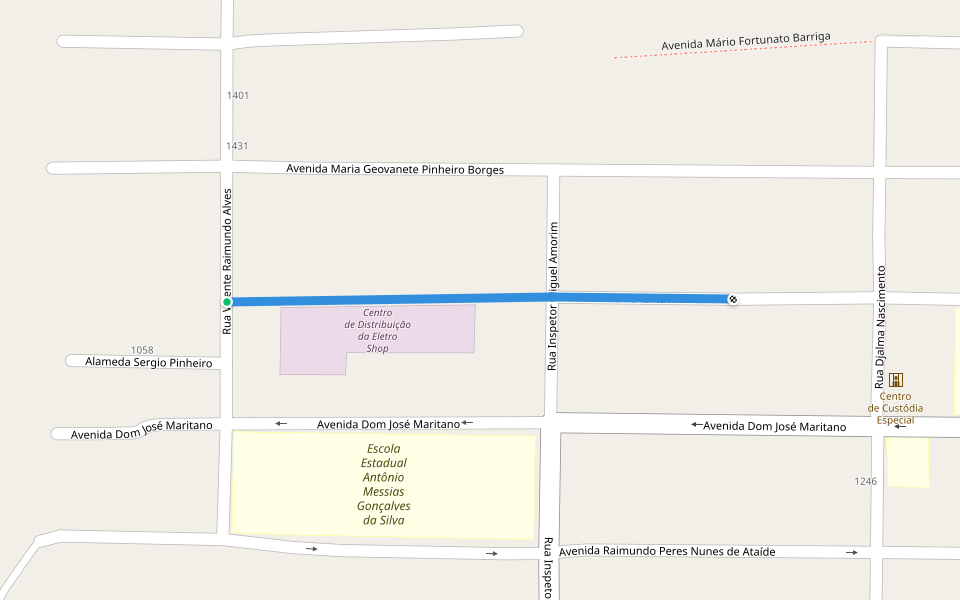 Avenida Tenente Amaral walking route map in Macapá