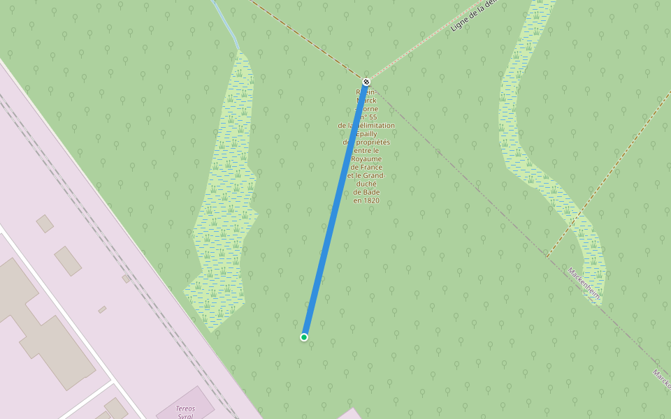 Ligne de la délimitation Epailly des propriétés entre le Royaume de France et le Grand-duché de Bade – 1816-1840 walking route map in Marckolsheim