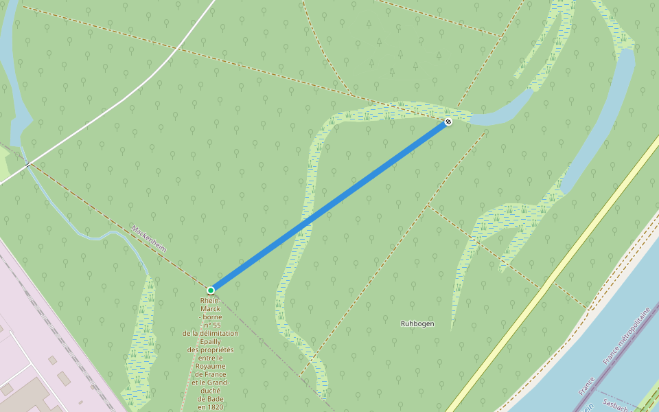 Ligne de la délimitation Epailly des propriétés entre le Royaume de France et le Grand-duché de Bade en 1820 walking route map in Mackenheim