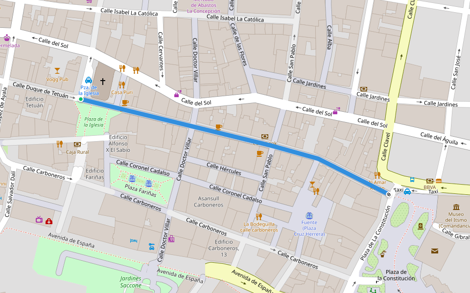 Calle Real walking route map in La Línea de la Concepción