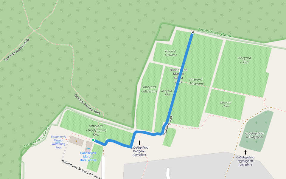 Vineyard walk walking route map in Babaneuri