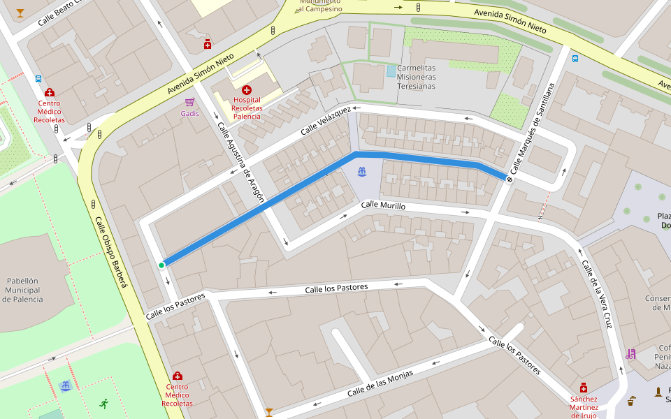 Calle Concepción Arenal walking route map in Palencia