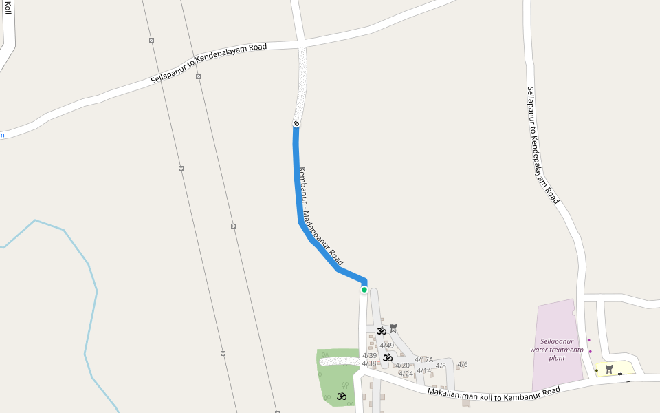 Kembanur - Madappanur Road walking route map in Kembanur