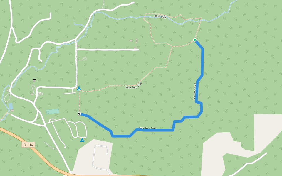 Oak Tree Trail walking route map in Golconda