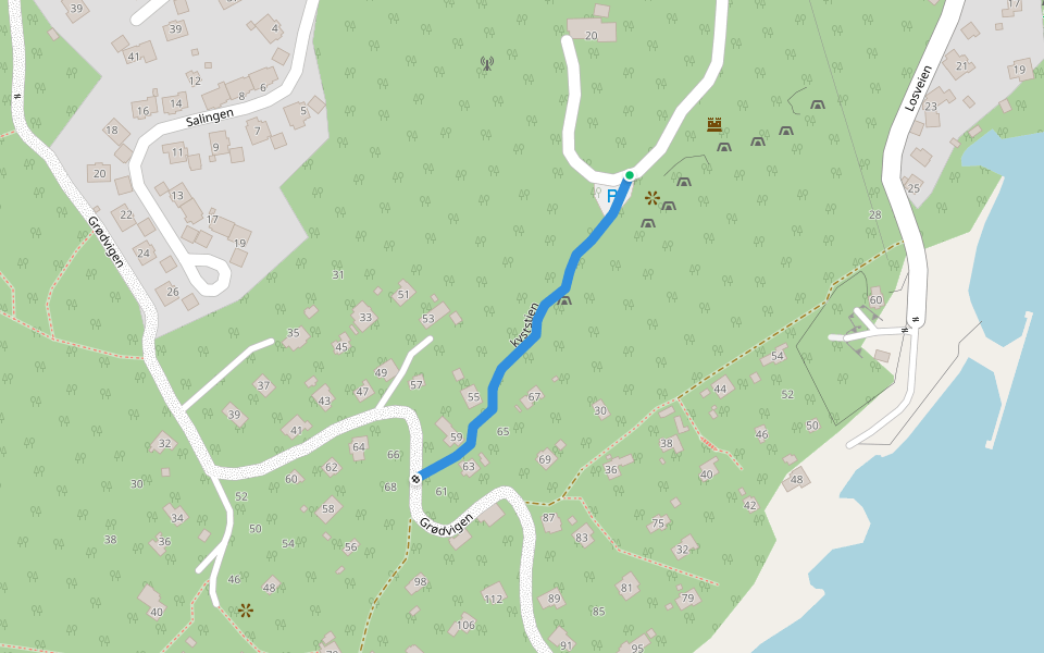 kyststien walking route map in Sandviga