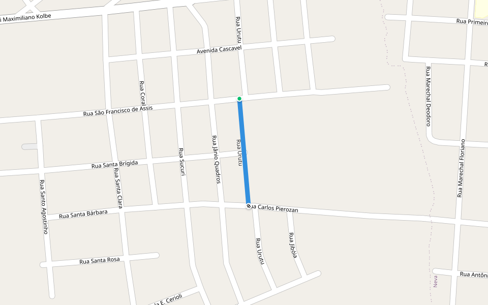Rua Urutu walking route map in Cascavel