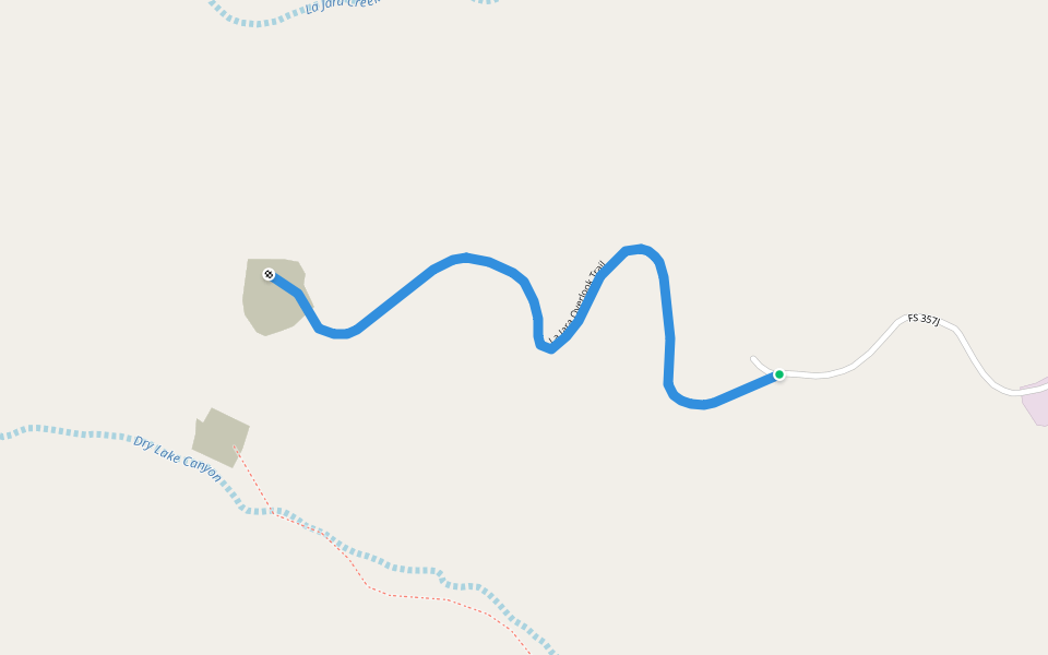La Jara Overlook Trail walking route map in Blanco