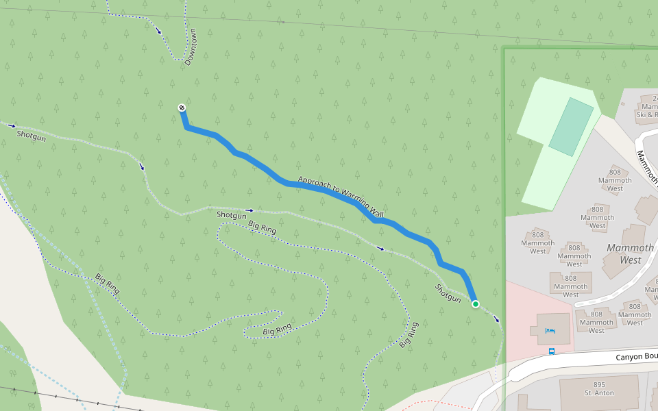 Approach to Warming Wall walking route map in Mammoth Lakes