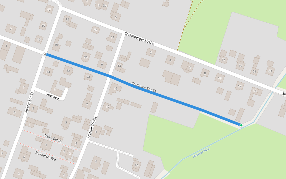 Cottbuser Straße walking route map in Niesky