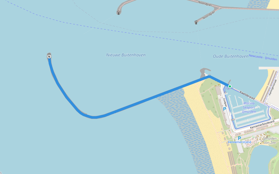 Zuidpier walking route map in IJmuiden
