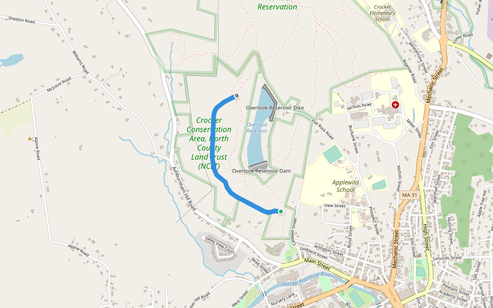 Big's Bushwhack (white) walking route map in Fitchburg