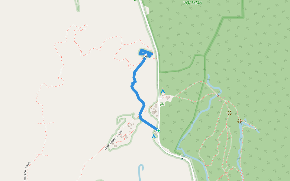 circuit Babakotokely walking route map in Andasibe