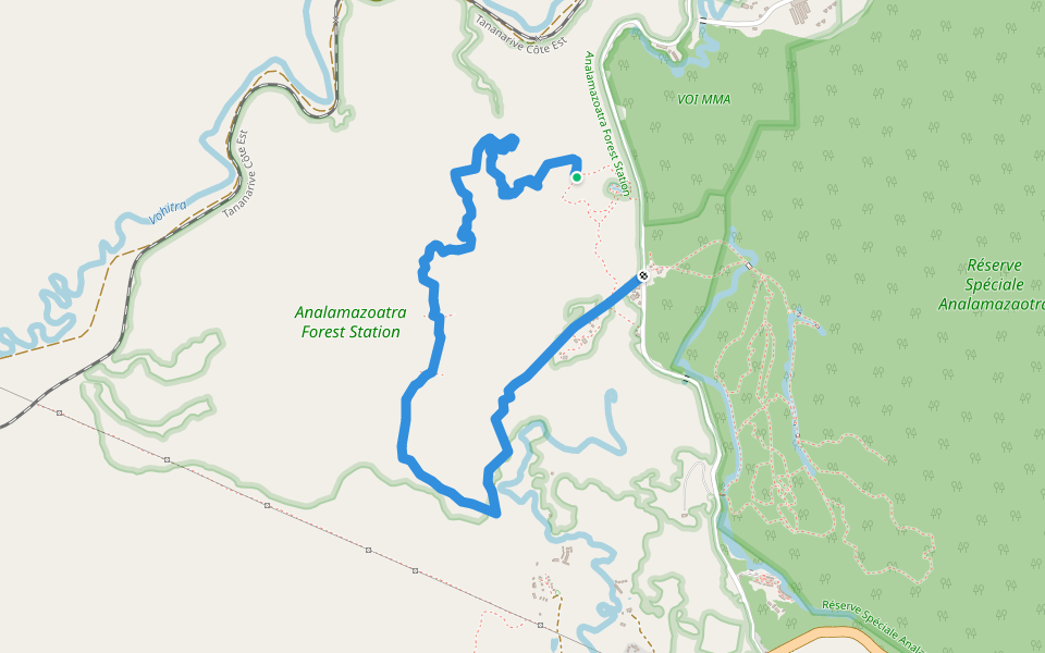 Vahimatsina~ circuit walking route map in Andasibe