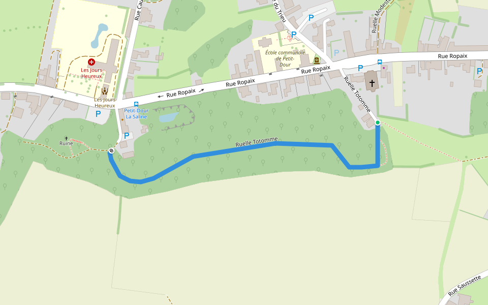 Ruelle Totomme walking route map in Dour
