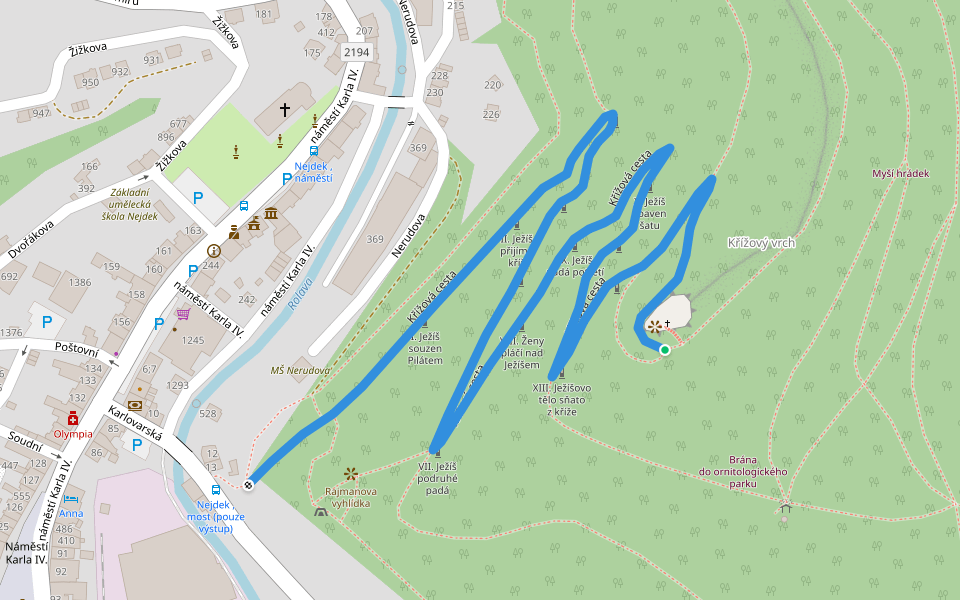 Křížová cesta walking route map in Nejdek
