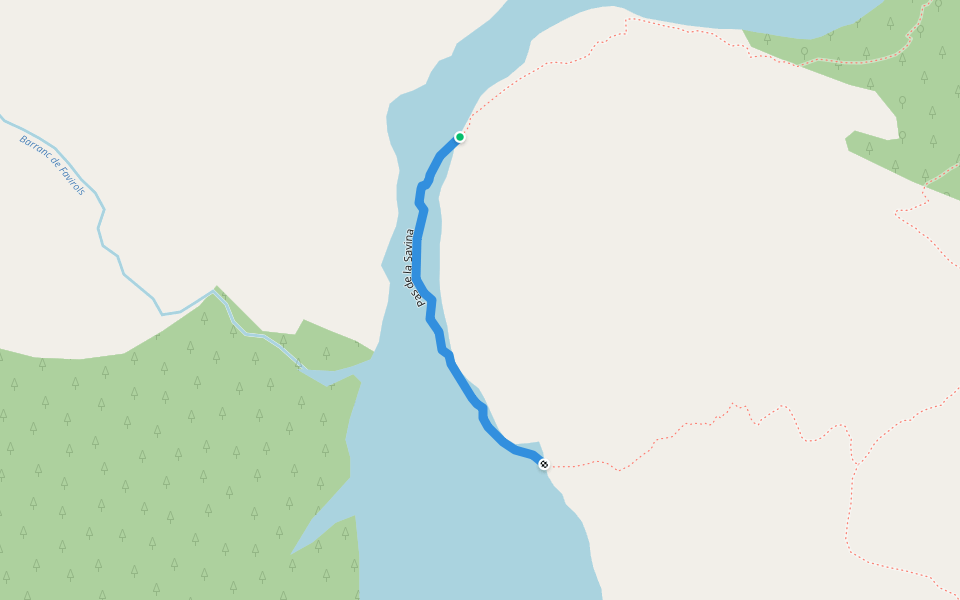 Pas de la Savina walking route map in Estopiñán del Castillo