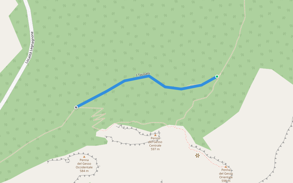 I Tausani walking route map in Pietramaura