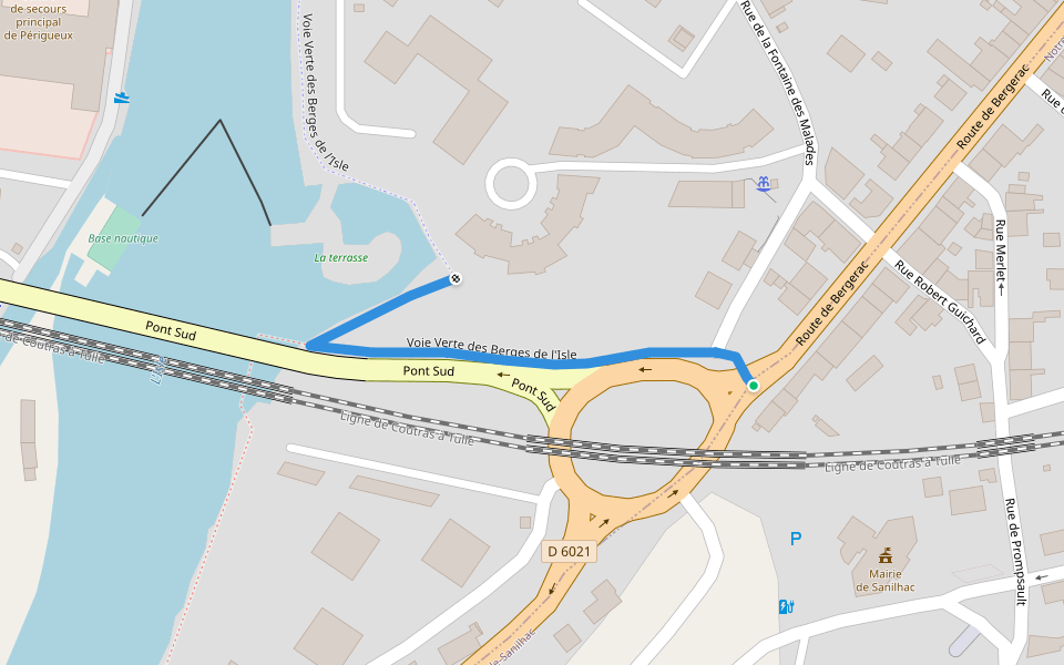 Voie Verte des Berges de l'Isle walking route map in Sanilhac