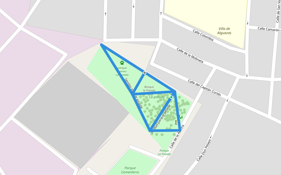 Sendas parque pinada walking route map in Alguazas