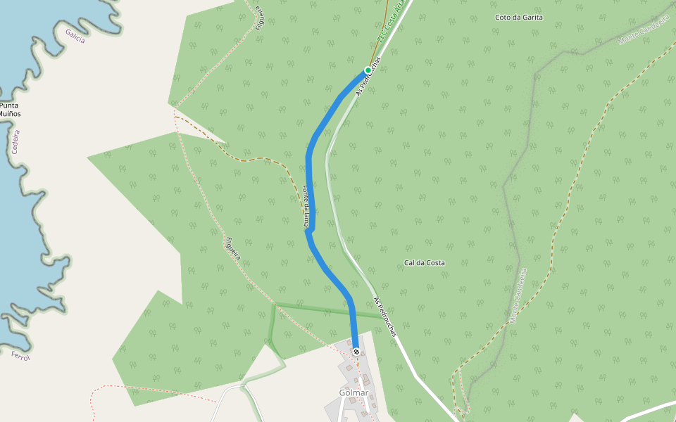 Fonte da lama walking route map in Cedeira