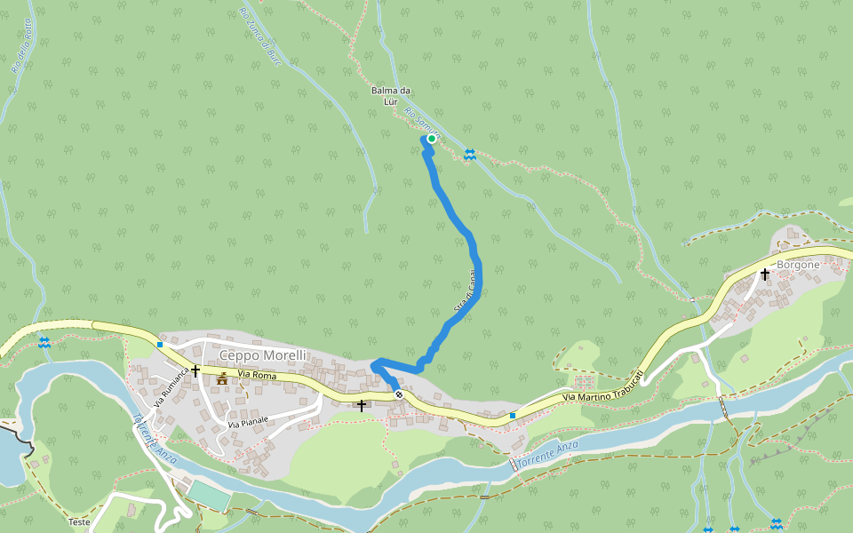 Stra di Canai walking route map in Ceppo Morelli