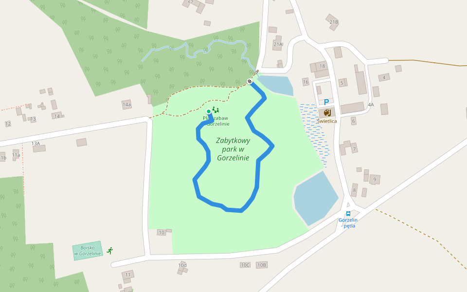 Ścieżka edukacyjna "Zabytkowy park w Gorzelinie" walking route map in Gorzelin
