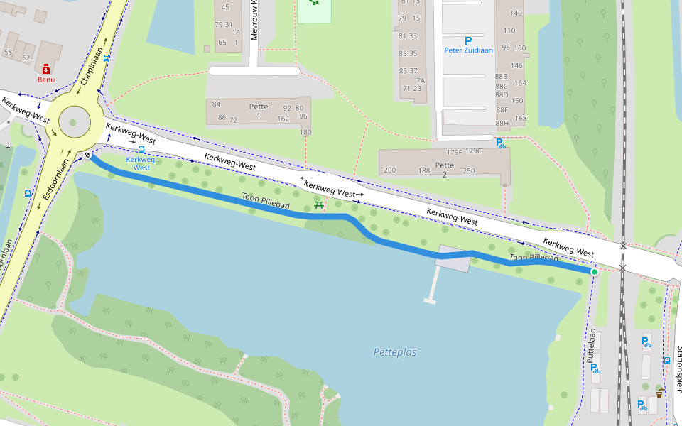 Toon Pillepad walking route map in Waddinxveen