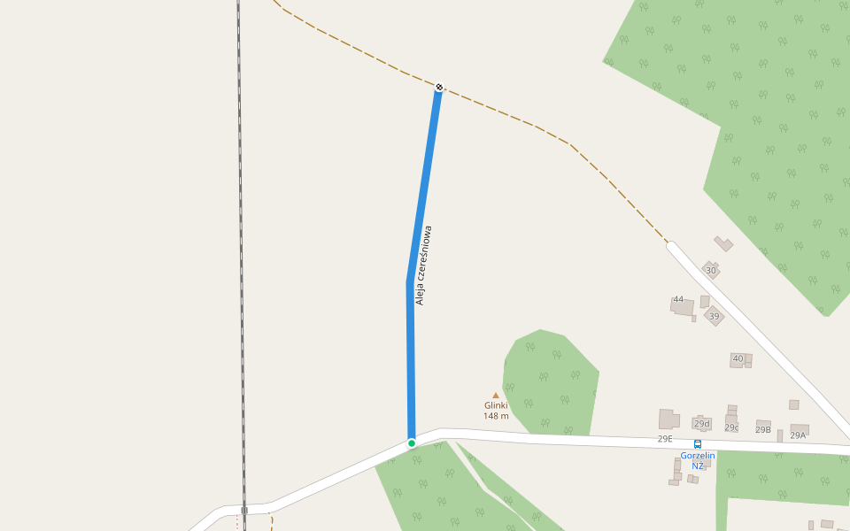 Aleja czereśniowa walking route map in Gorzelin