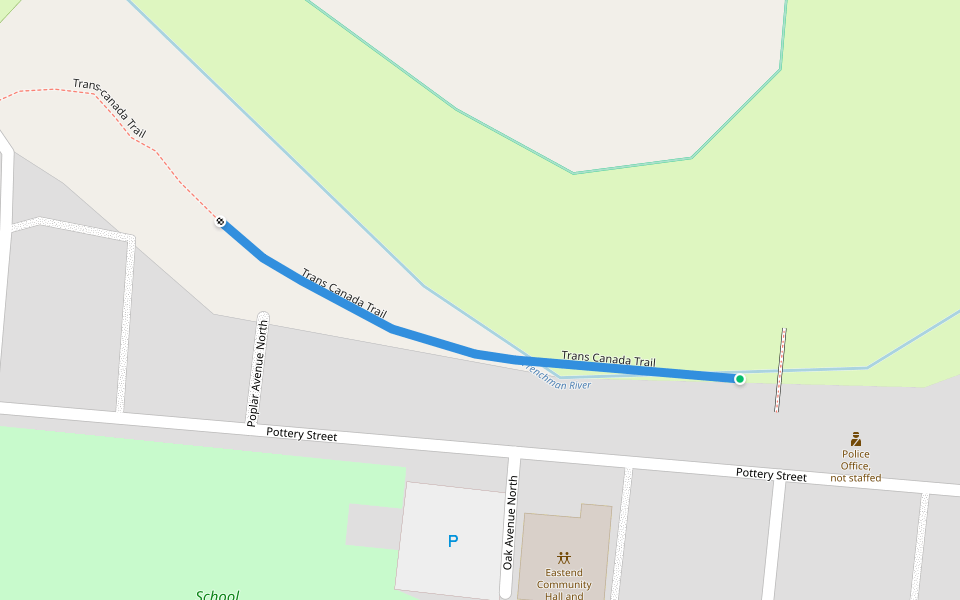 Trans Canada Trail walking route map in Eastend