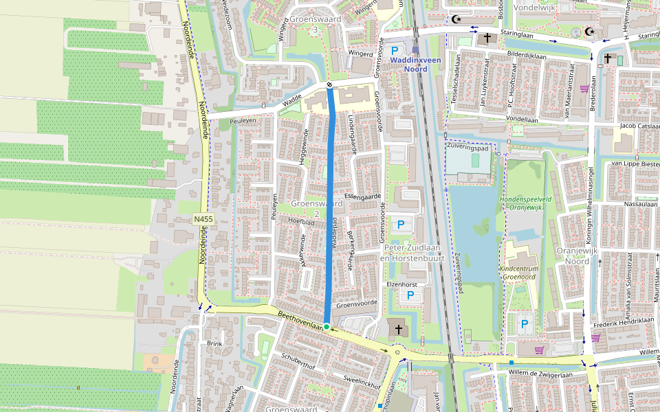 Waddepad walking route map in Waddinxveen