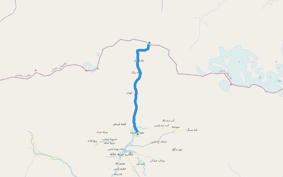 پباده روی از غرغره الا سر کوتل سیاه ریگ walking route map in Jarkhana
