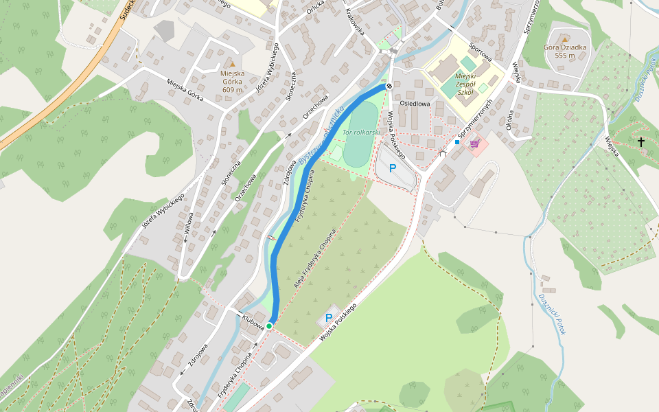 Fryderyka Chopina walking route map in Duszniki-Zdrój