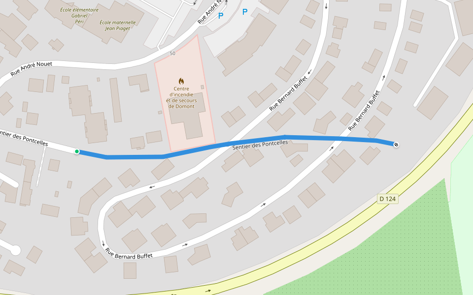 Sentier des Pontcelles walking route map in Domont