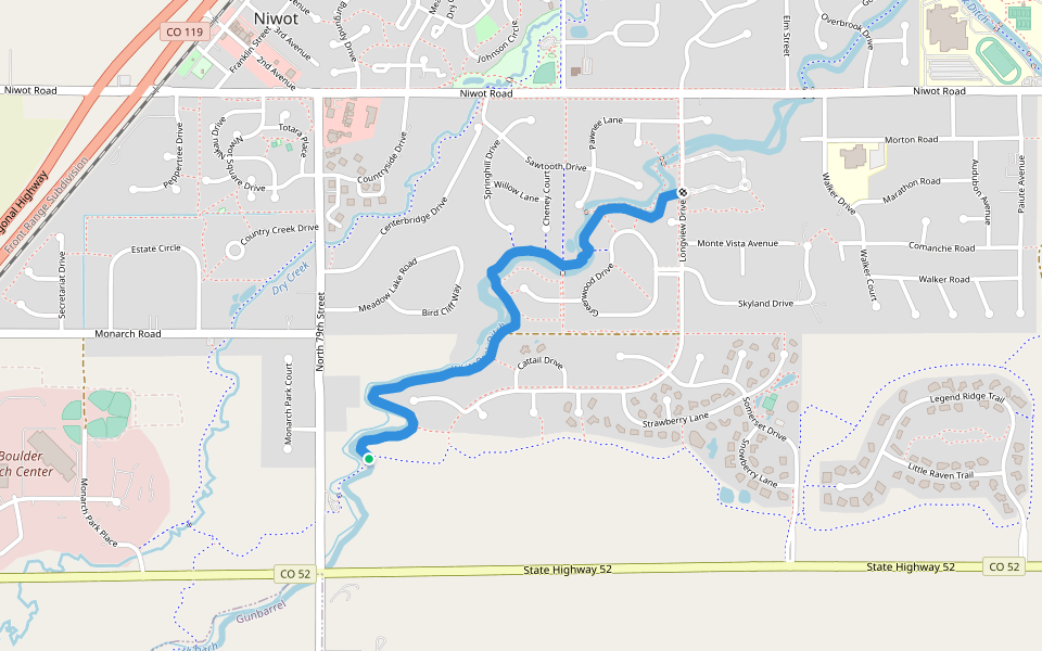 Hidden Star Trail walking route map in Niwot