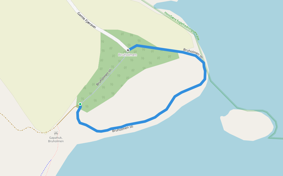 Bruholmen sti walking route map in Brekstad