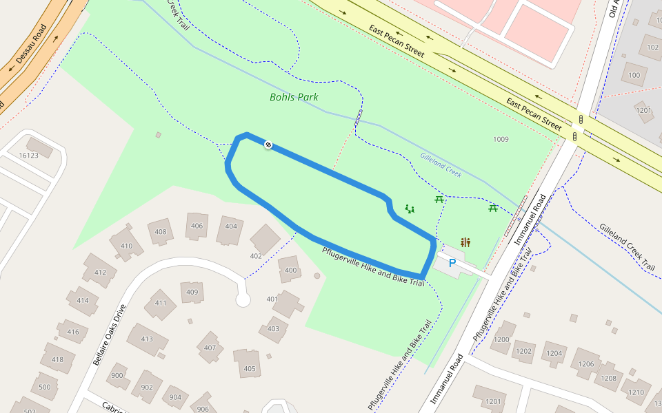Pflugerville Hike and Bike Trial walking route map in Pflugerville