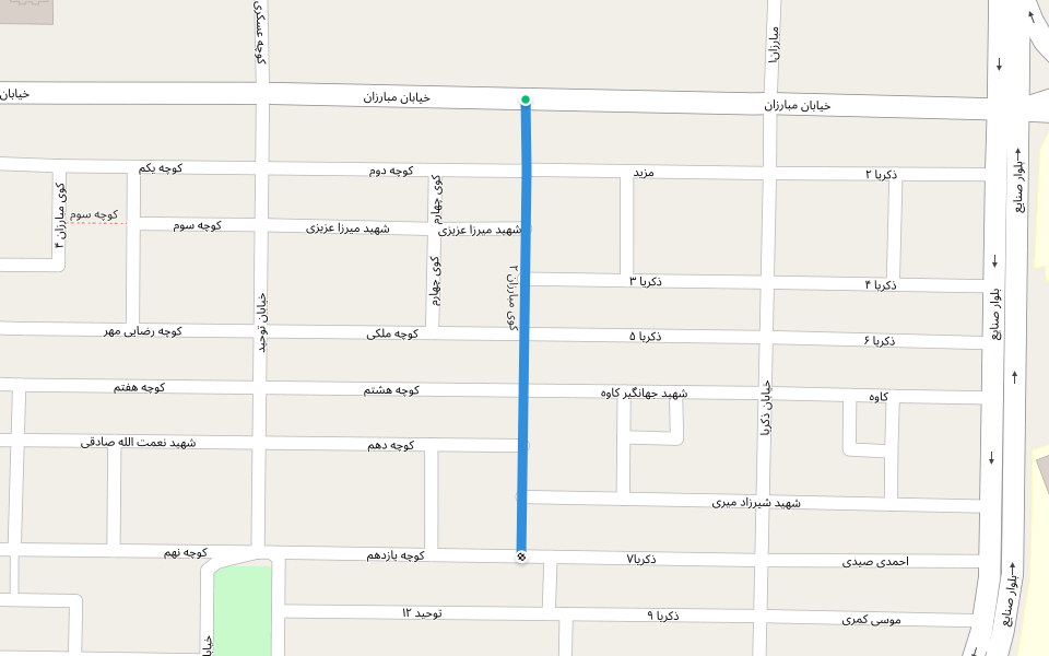 کوی مبارزان ۲ walking route map in Ilam