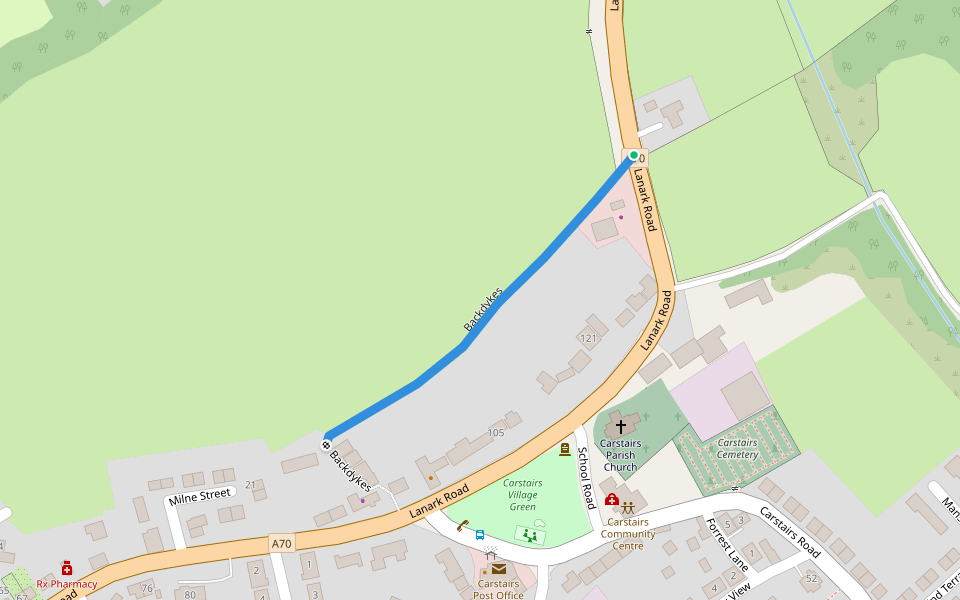 Backdykes walking route map in Carstairs